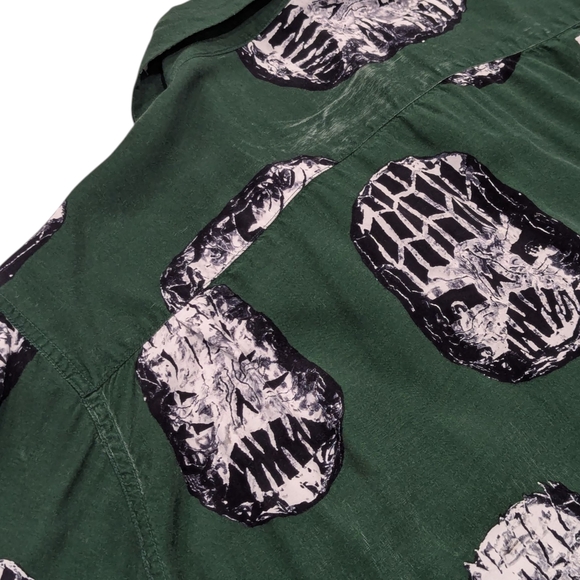 Wacko Maria X Neck Face Hawaiian Green Art Face Shirt Large Made In Japan - Picture 3 of 13